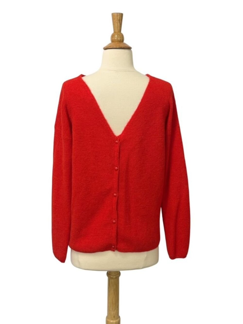 Sezane Barry Cardigan Sweater Jumper Red Reversible Mohair Alpaca FLAW Size M - Picture 5 of 14